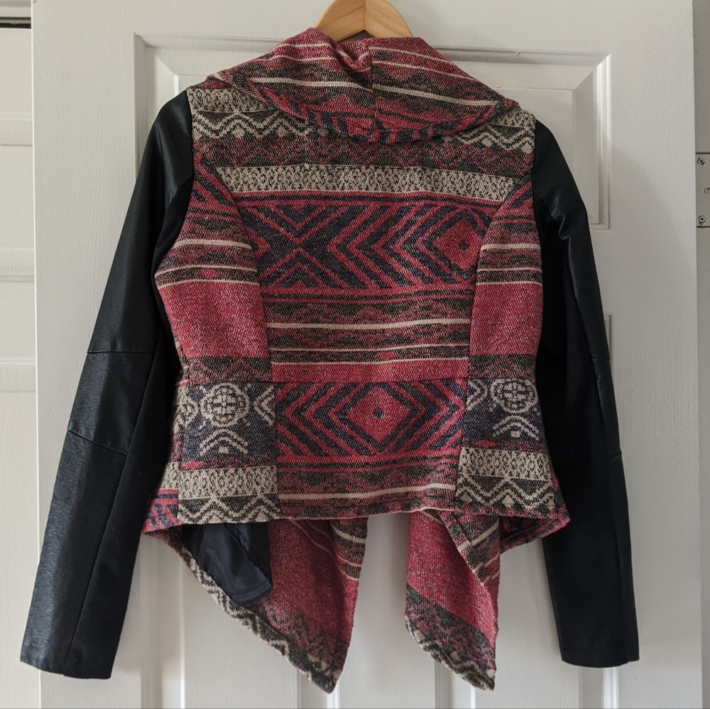 {Me Jane} Fabric and Faux Leather Jacket - Picture 2 of 9
